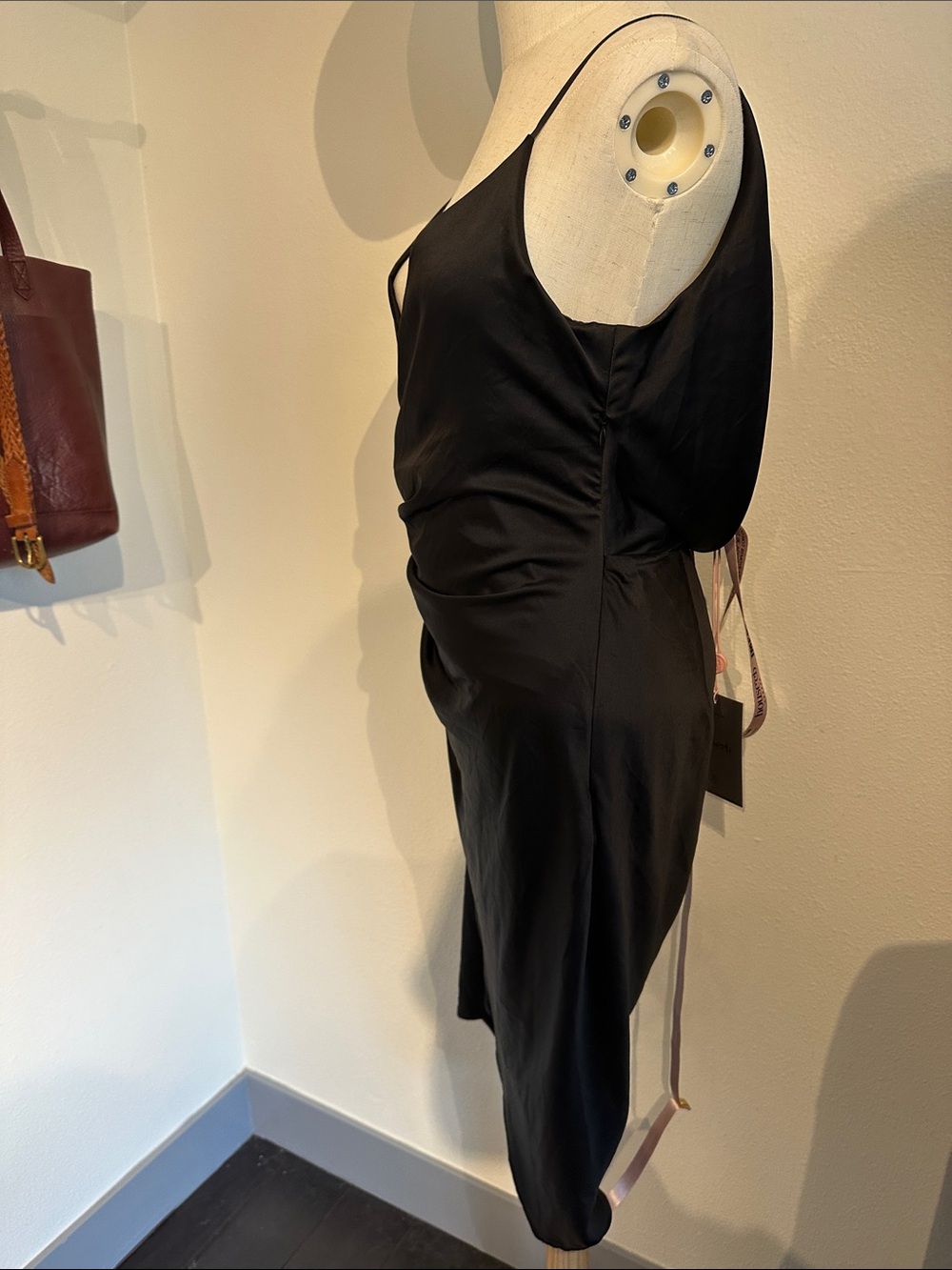 House of CB Black Satin Wrap Mini Dress - Picture 3 of 9